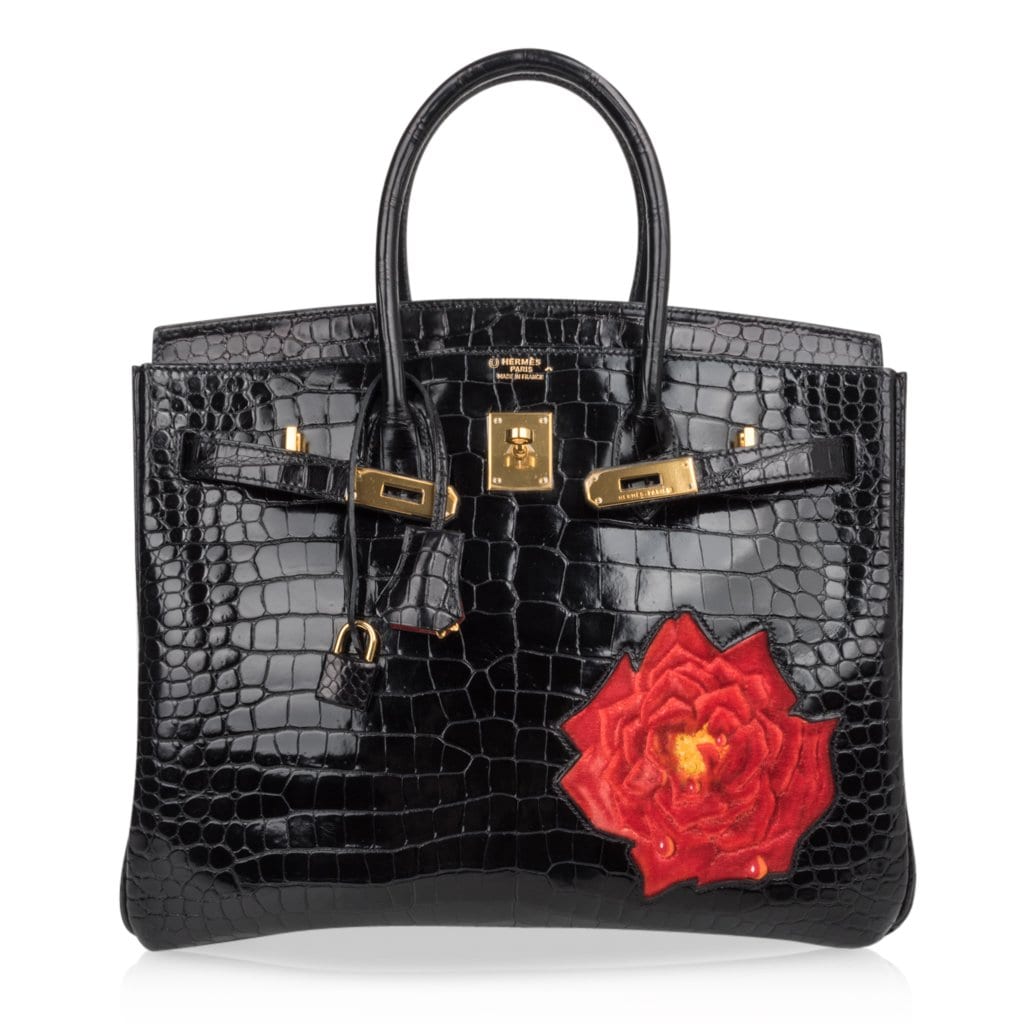 Hermès HSS Birkin 35 Black la Rosee Porosus Crocodile Gold Hardware – Limited Edition Hermes Limited Edition HSS Birkin 35 Black La Rosee Porosus Crocodile Bag Gold Hardware - view 4