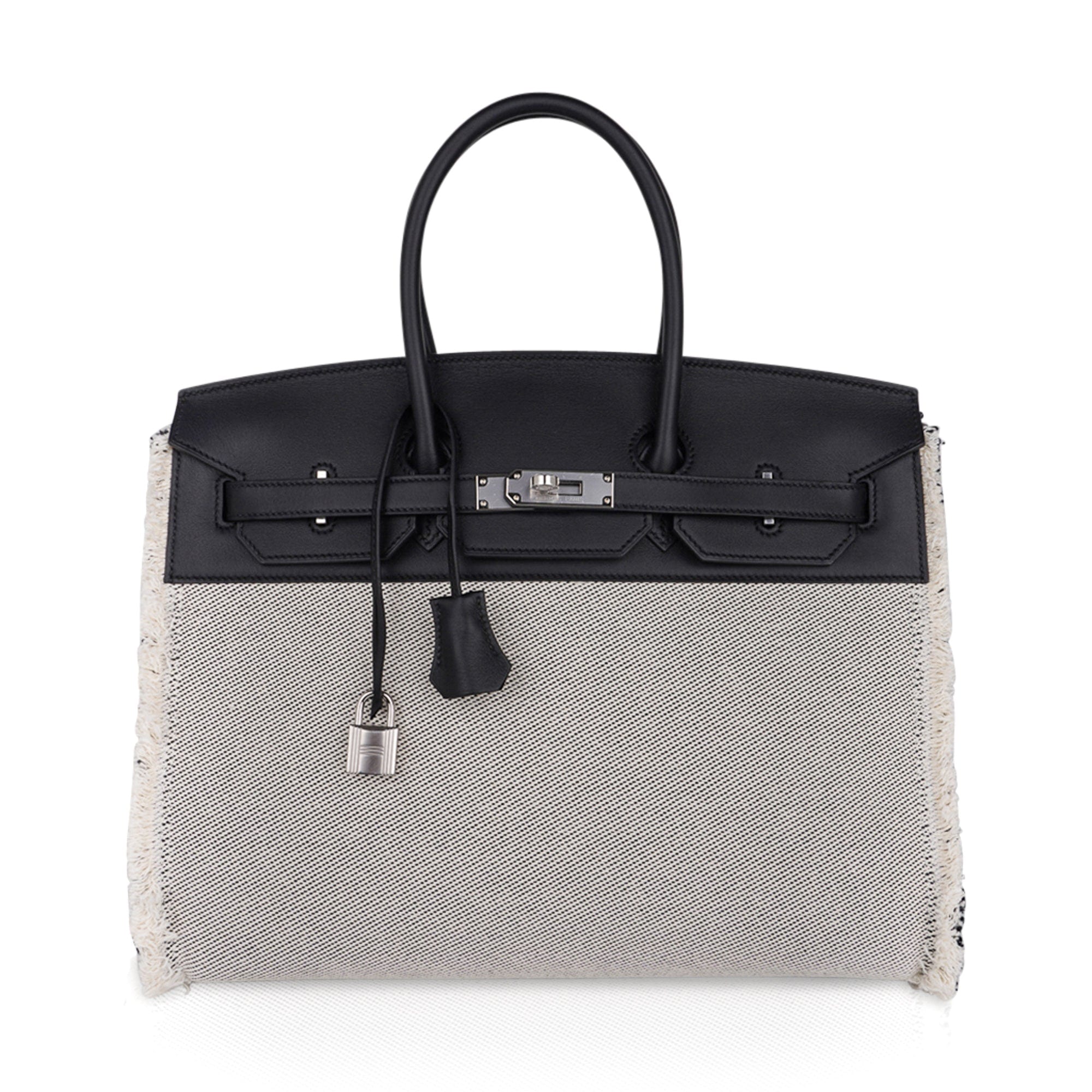 Hermès Birkin Fray Fray 35 Black Swift Leather / Toile – Limited Edition Hermes Birkin Fray Fray 35 Bag Black Swift Leather / Toile Limited Edition
