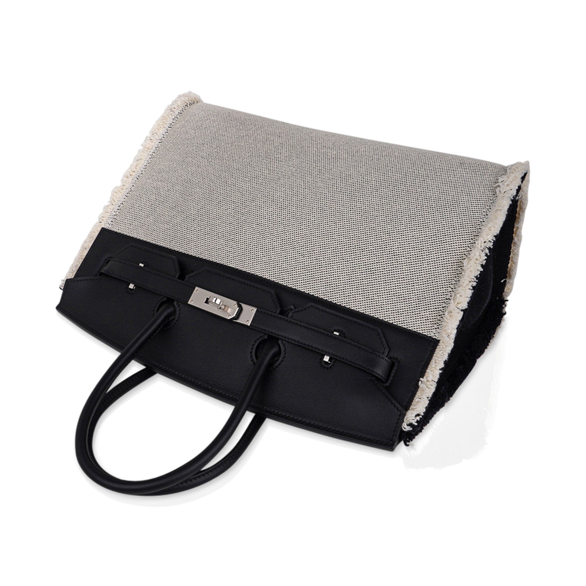 Hermès Birkin Fray Fray 35 Black Swift Leather / Toile – Limited Edition Hermes Birkin Fray Fray 35 Bag Black Swift Leather / Toile Limited Edition - view 7