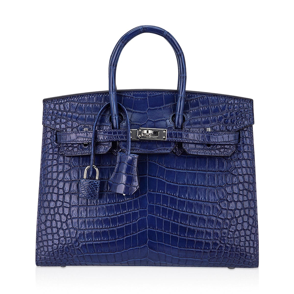 Hermès Birkin 25 Sellier Indigo Aizome Porosus Crocodile with Palladium Hardware – Limited Edition Hermes Limited Edition Birkin 25 Bag Sellier Indigo Aizome Porosus Crocodile with Palladium Hardware