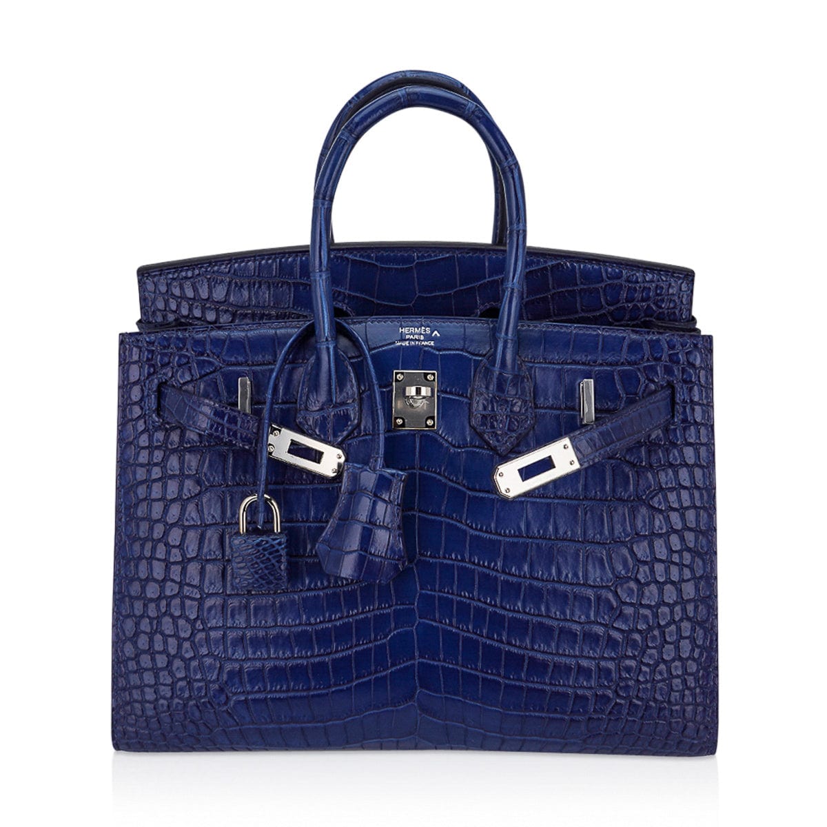 Hermès Birkin 25 Sellier Indigo Aizome Porosus Crocodile with Palladium Hardware – Limited Edition Hermes Limited Edition Birkin 25 Bag Sellier Indigo Aizome Porosus Crocodile with Palladium Hardware - view 3