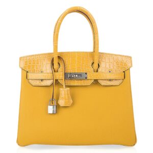 Hermes Birkin Touch 30 Bag Jaune Ambre Crocodile / Togo Limited Edition