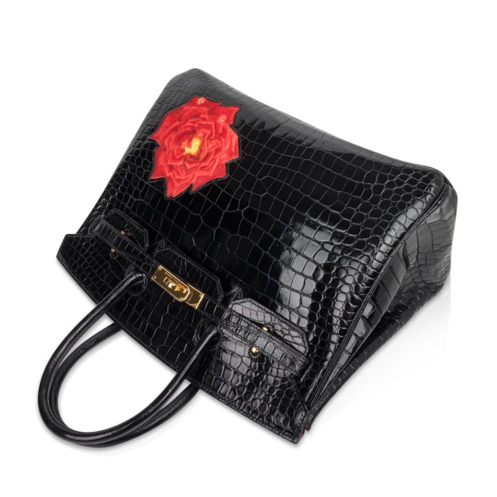 Hermès HSS Birkin 35 Black la Rosee Porosus Crocodile Gold Hardware – Limited Edition Hermes Limited Edition HSS Birkin 35 Black La Rosee Porosus Crocodile Bag Gold Hardware - view 6
