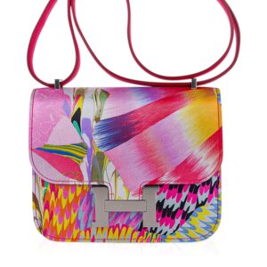 Home Hermes Limited Edition Mini Constance 18 Bag Marble Silk with Palladium Hardware