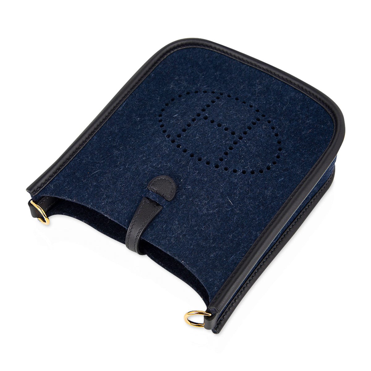 Hermès Mini Evelyne TPM Blue Feutre Black Swift Leather with Gold Hardware – Limited Edition Hermes Limited Edition Mini Evelyne TPM Bag Blue Feutre Black Swift Leather with Gold Hardware - view 3