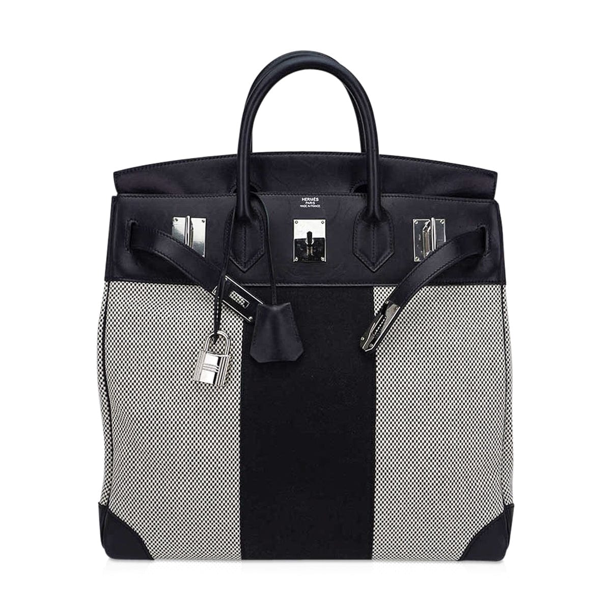 Hermès HAC Birkin 40 Flag H Toile Black with Palladium Hardware – Limited Edition Hermes Limited Edition HAC Birkin 40 Bag Flag H Toile Black with Palladium Hardware - view 3