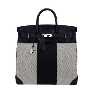 Hermes Limited Edition HAC Birkin 40 Bag Flag H Toile Black with Palladium Hardware