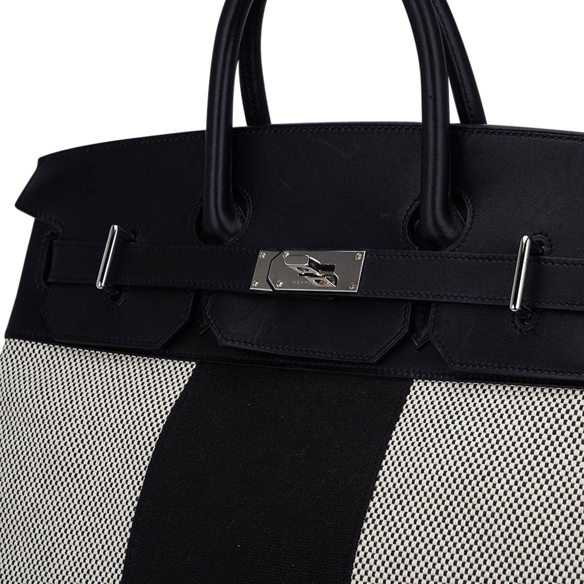 Hermès HAC Birkin 40 Flag H Toile Black with Palladium Hardware – Limited Edition Hermes Limited Edition HAC Birkin 40 Bag Flag H Toile Black with Palladium Hardware - view 11
