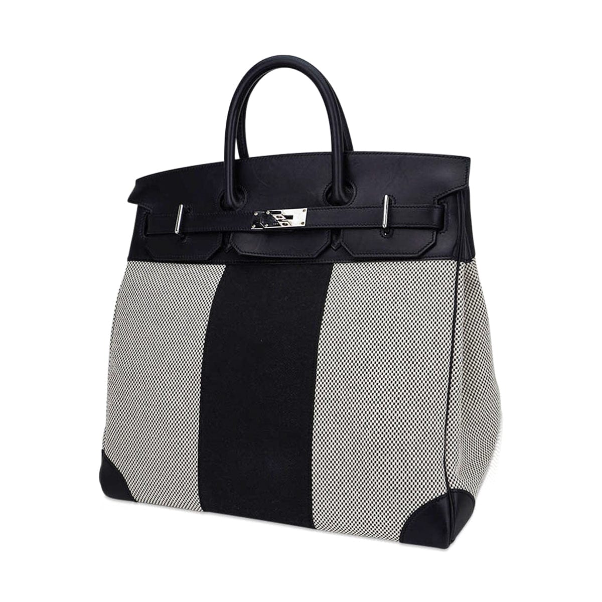 Hermès HAC Birkin 40 Flag H Toile Black with Palladium Hardware – Limited Edition Hermes Limited Edition HAC Birkin 40 Bag Flag H Toile Black with Palladium Hardware - view 4