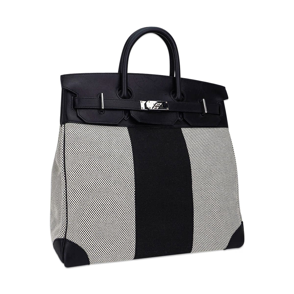 Hermès HAC Birkin 40 Flag H Toile Black with Palladium Hardware – Limited Edition Hermes Limited Edition HAC Birkin 40 Bag Flag H Toile Black with Palladium Hardware - view 2