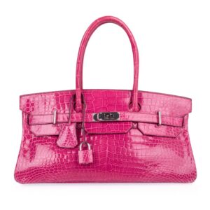 Hermes JPG Shoulder Birkin 42 Bag Fuchsia Porosus Crocodile Bag Limited Edition