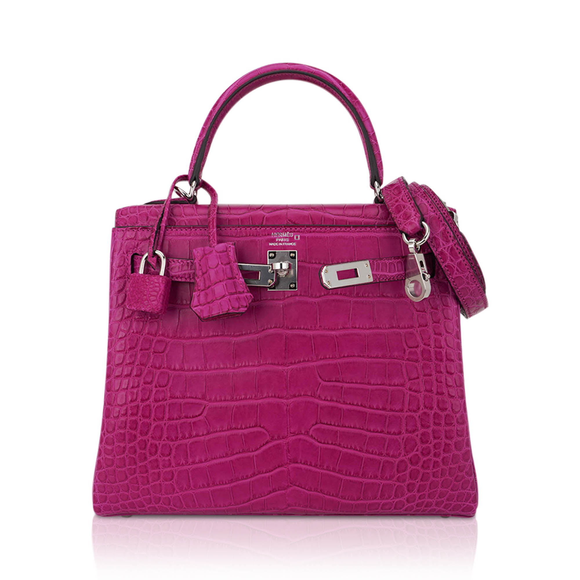 Hermès Kelly 25 Retourne Rose Scheherazade Matte Alligator with Palladium Hardware Hermes Kelly 25 Retourne Bag Rose Scheherazade Matte Alligator with Palladium Hardware - View 3