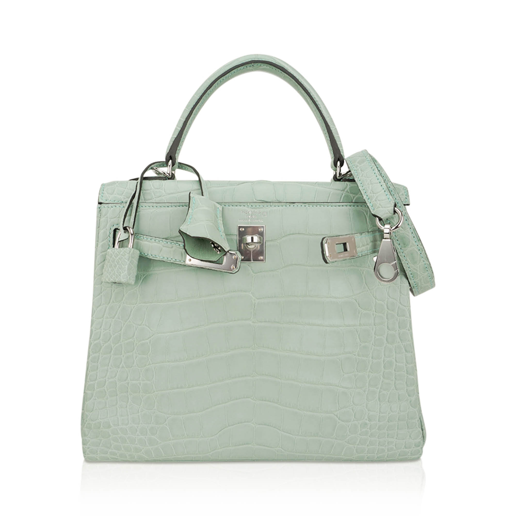 Hermès Kelly 25 Retourne Vert D’Eau Matte Alligator with Palladium Hardware Hermes Kelly 25 Retourne Bag Vert d’Eau Matte Alligator with Palladium Hardware - View 3