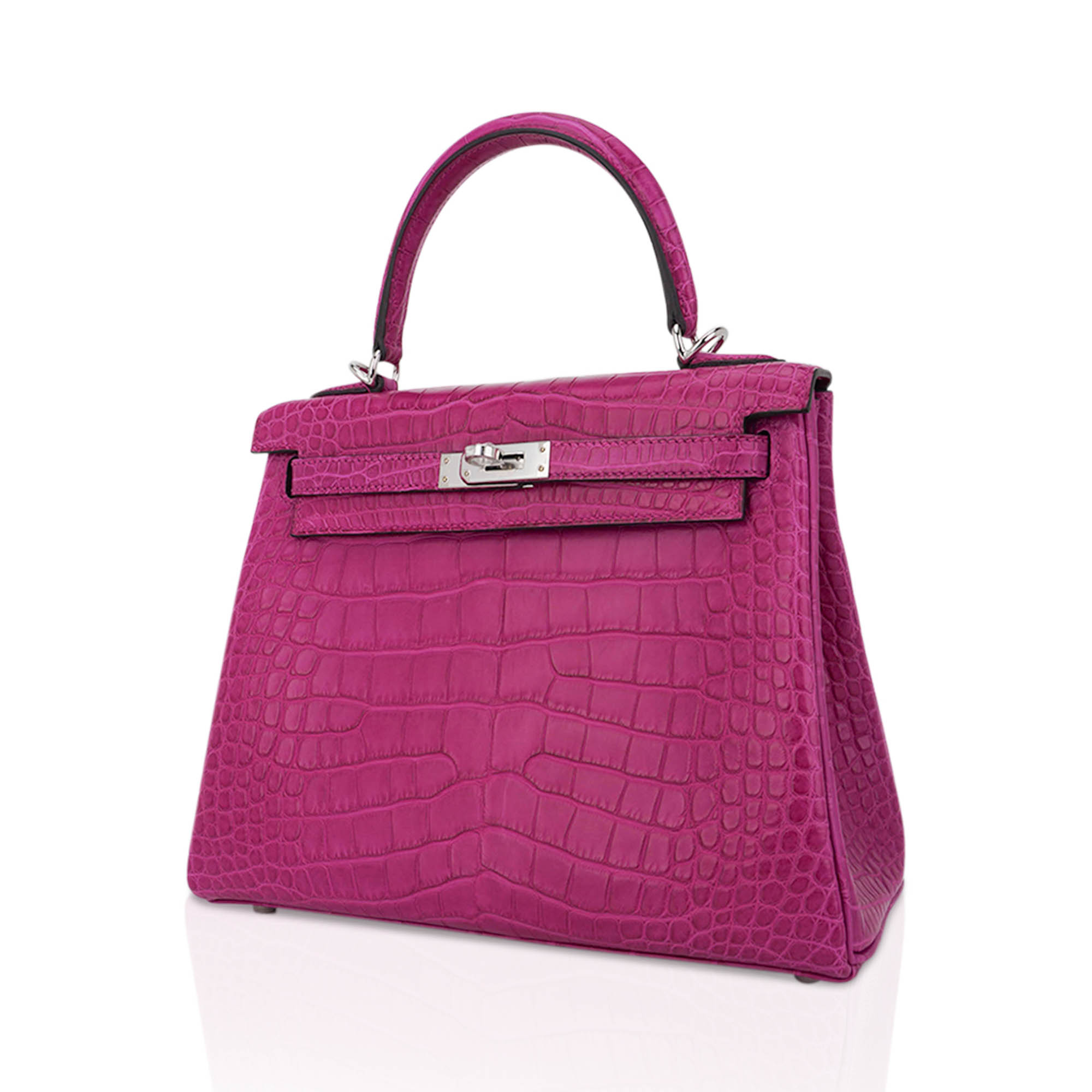 Hermès Kelly 25 Retourne Rose Scheherazade Matte Alligator with Palladium Hardware Hermes Kelly 25 Retourne Bag Rose Scheherazade Matte Alligator with Palladium Hardware - view 7