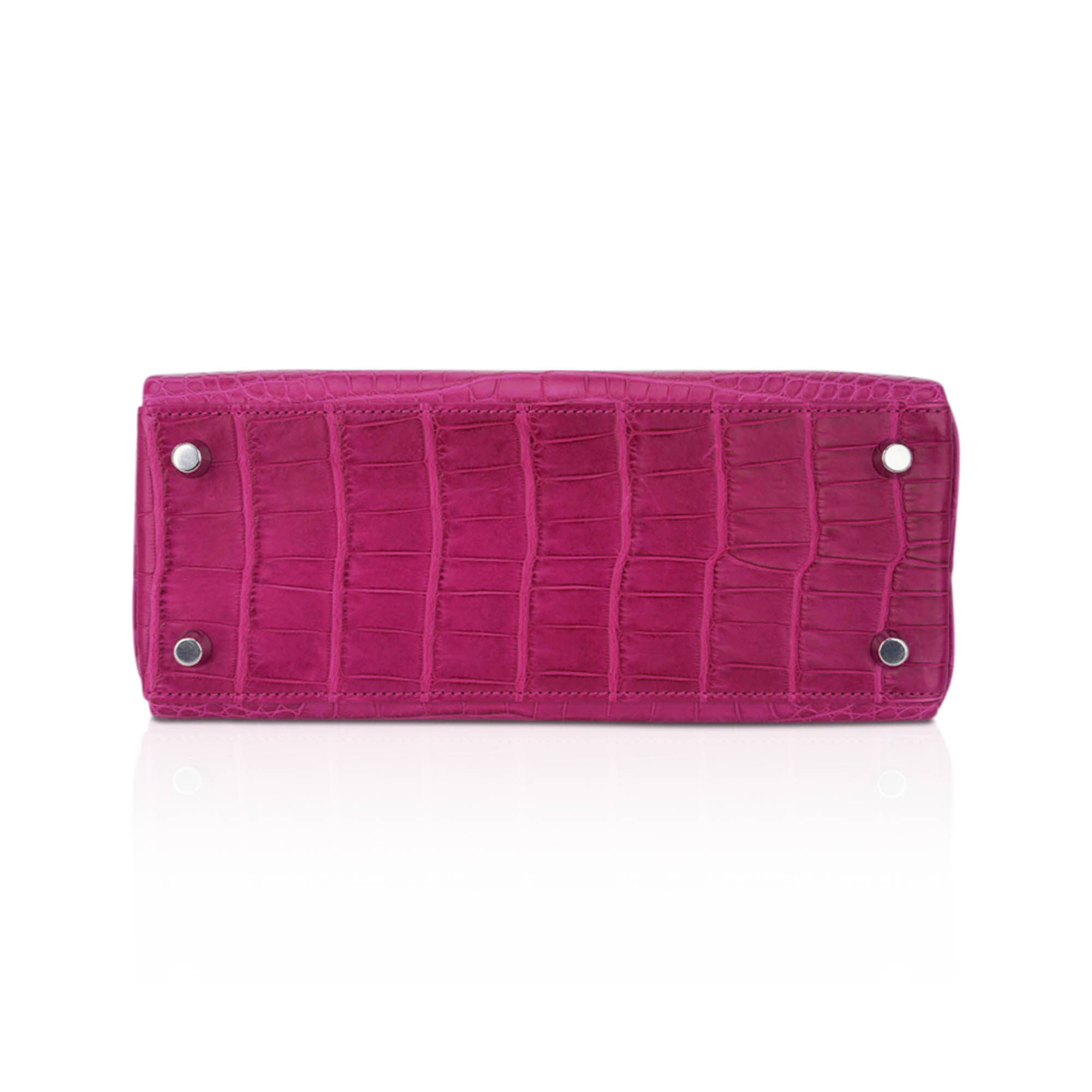 Hermès Kelly 25 Retourne Rose Scheherazade Matte Alligator with Palladium Hardware Hermes Kelly 25 Retourne Bag Rose Scheherazade Matte Alligator with Palladium Hardware - view 10