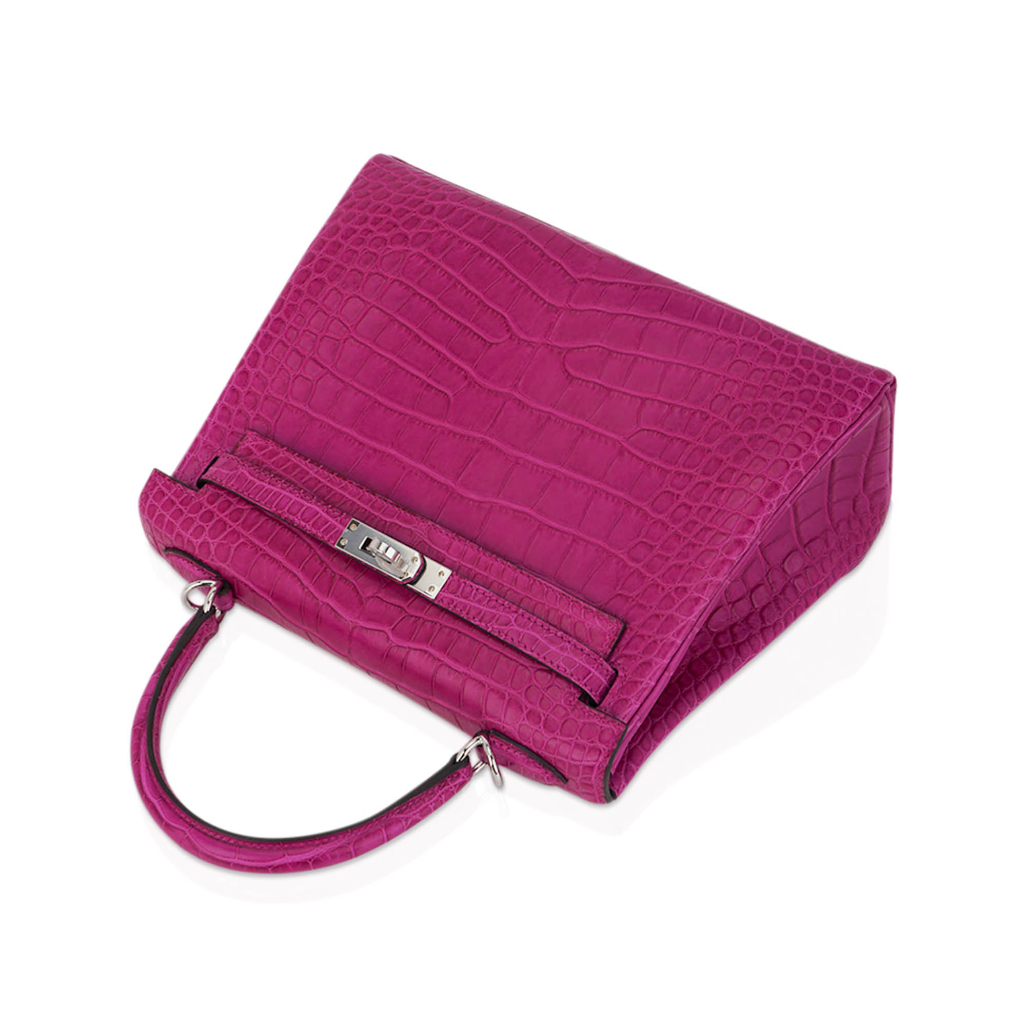 Hermès Kelly 25 Retourne Rose Scheherazade Matte Alligator with Palladium Hardware Hermes Kelly 25 Retourne Bag Rose Scheherazade Matte Alligator with Palladium Hardware - view 8