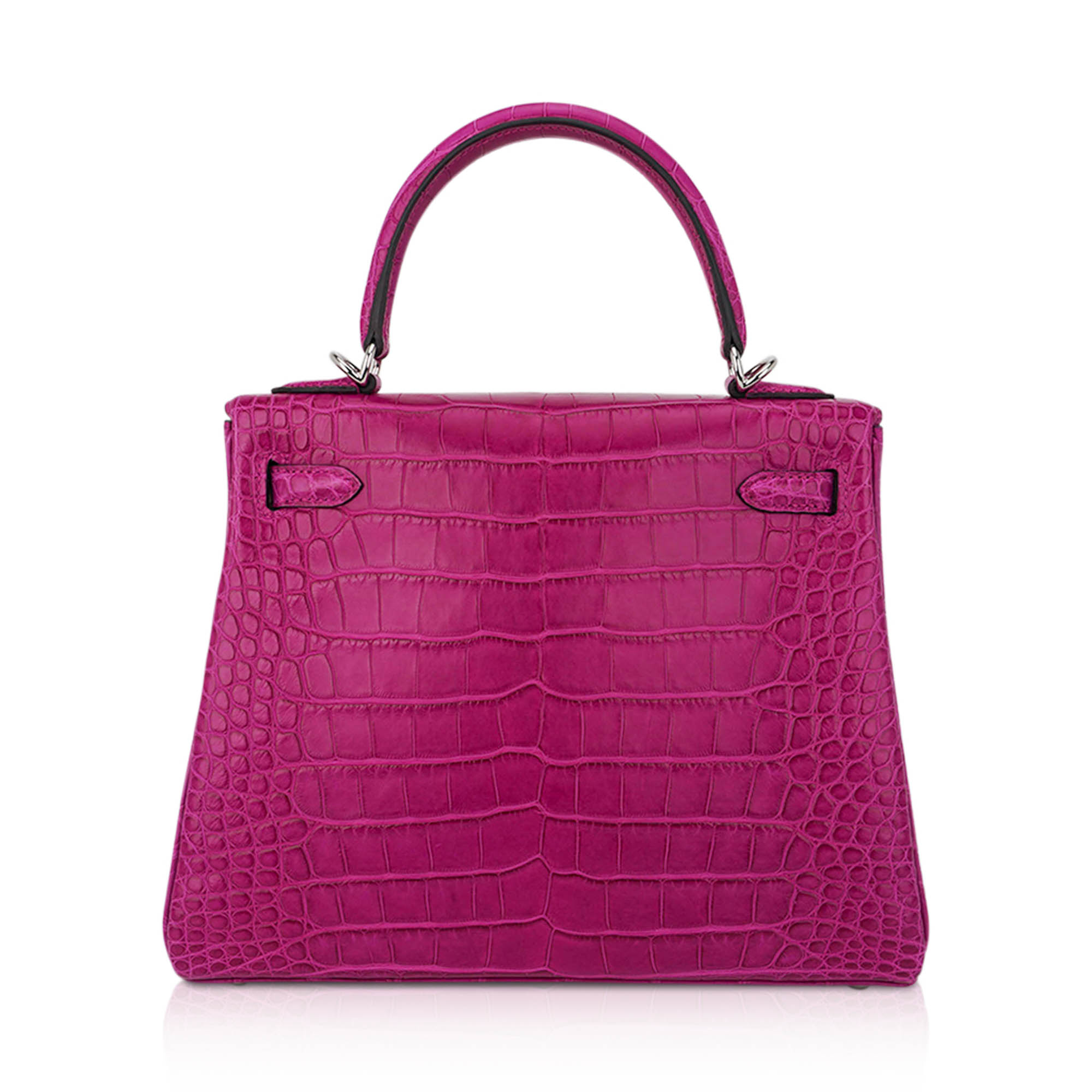 Hermès Kelly 25 Retourne Rose Scheherazade Matte Alligator with Palladium Hardware Hermes Kelly 25 Retourne Bag Rose Scheherazade Matte Alligator with Palladium Hardware - view 4