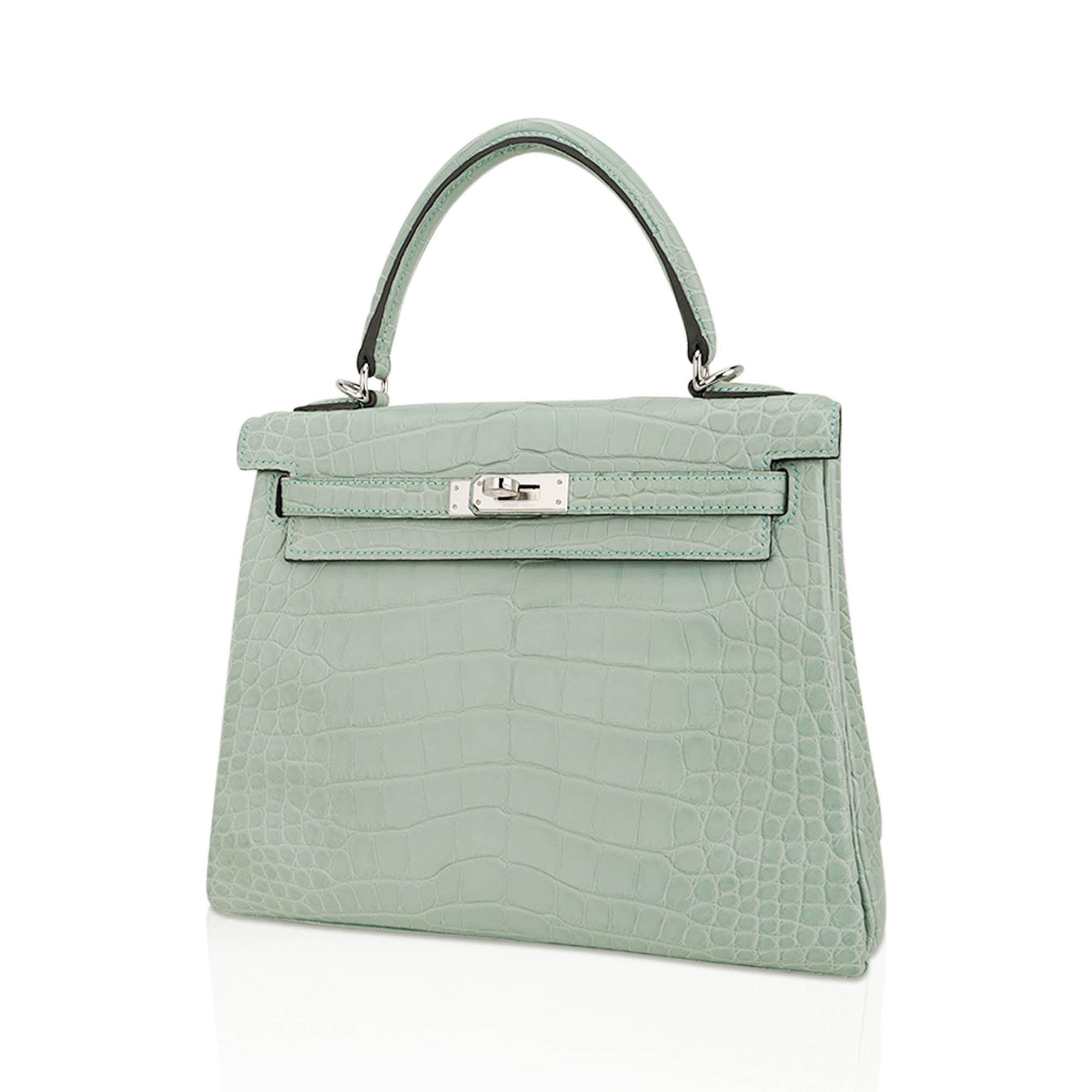 Hermès Kelly 25 Retourne Vert D’Eau Matte Alligator with Palladium Hardware Hermes Kelly 25 Retourne Bag Vert d’Eau Matte Alligator with Palladium Hardware - view 5