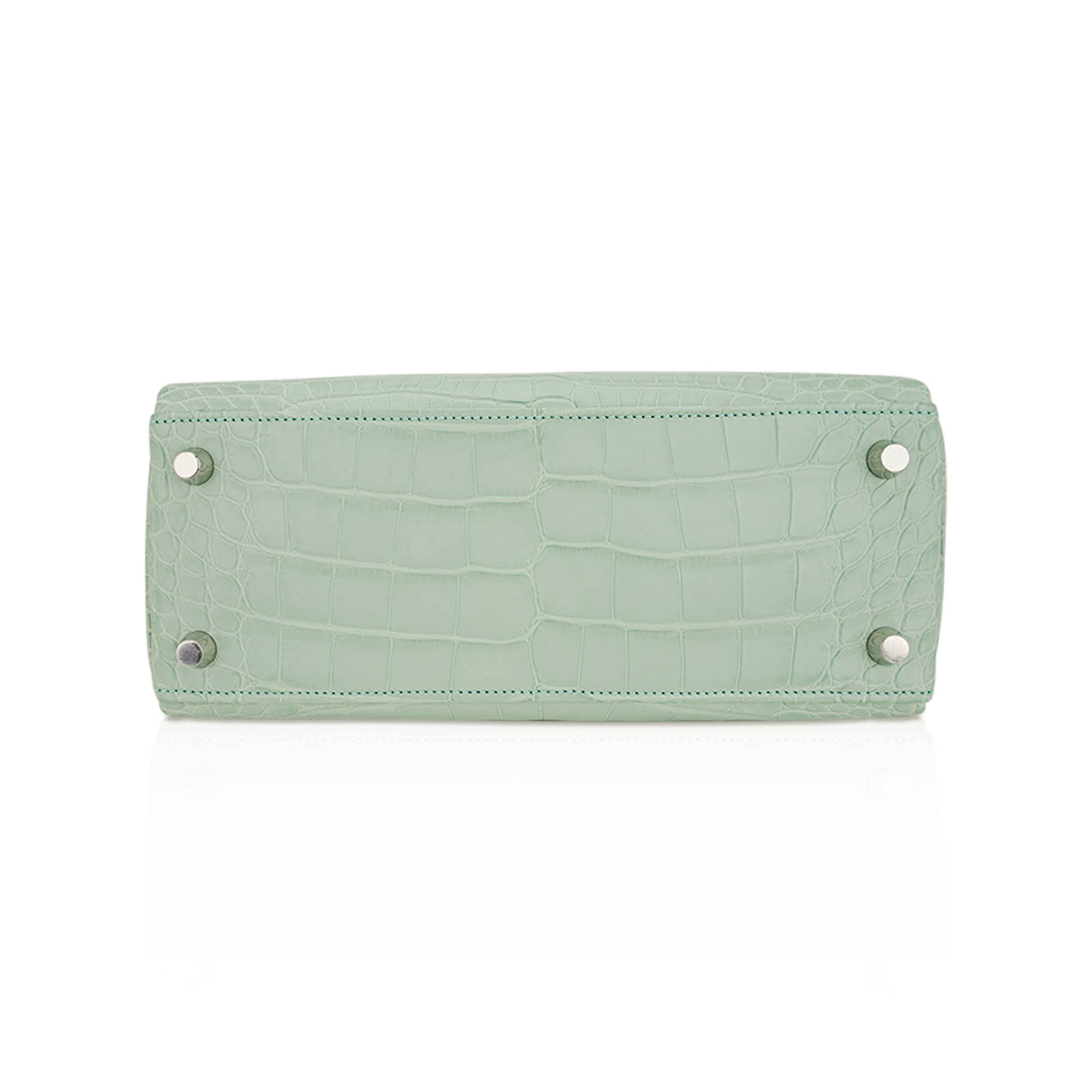 Hermès Kelly 25 Retourne Vert D’Eau Matte Alligator with Palladium Hardware Hermes Kelly 25 Retourne Bag Vert d’Eau Matte Alligator with Palladium Hardware - view 12