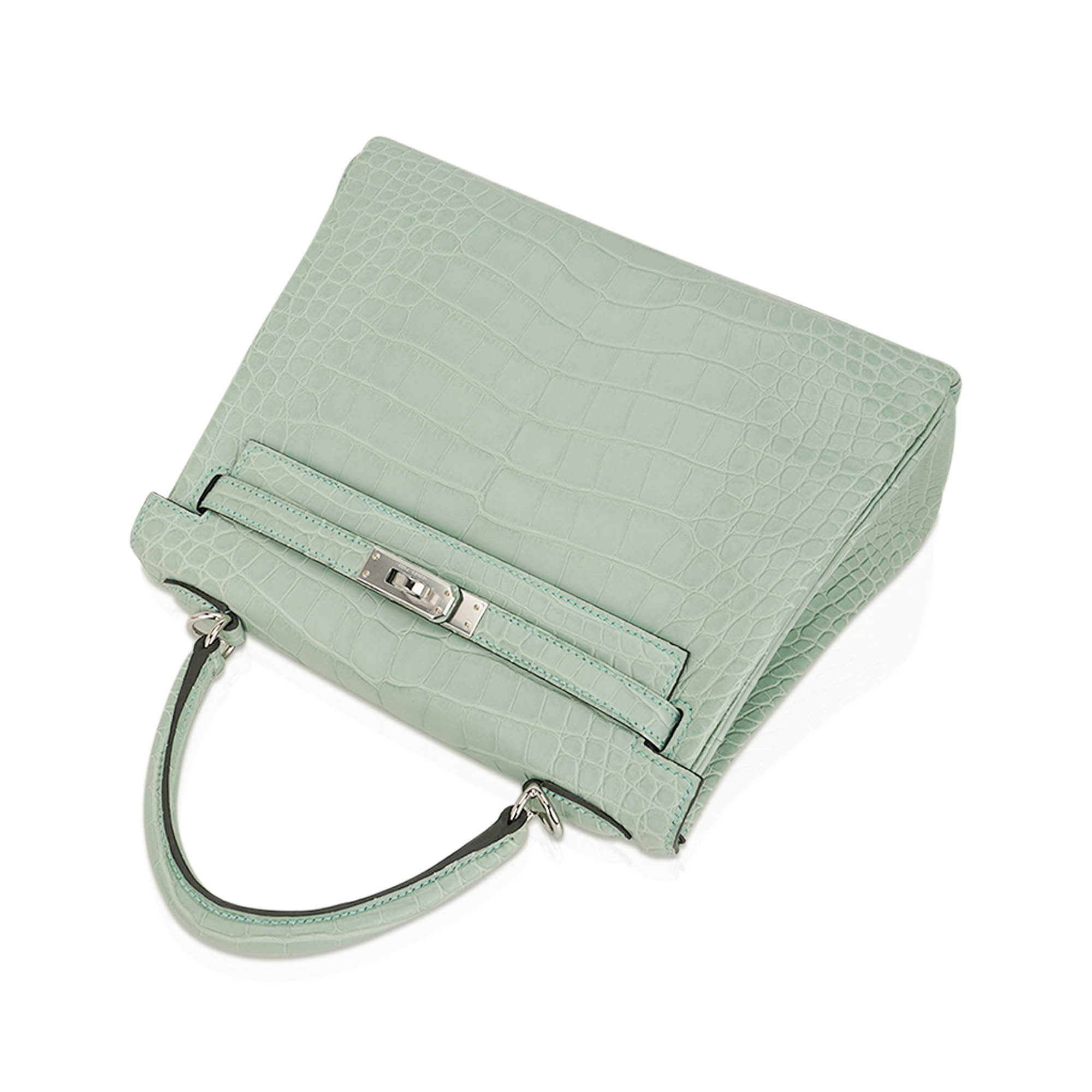 Hermès Kelly 25 Retourne Vert D’Eau Matte Alligator with Palladium Hardware Hermes Kelly 25 Retourne Bag Vert d’Eau Matte Alligator with Palladium Hardware - view 9