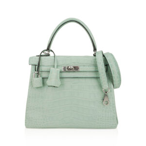 Hermes Kelly 25 Retourne Bag Vert d’Eau Matte Alligator with Palladium Hardware