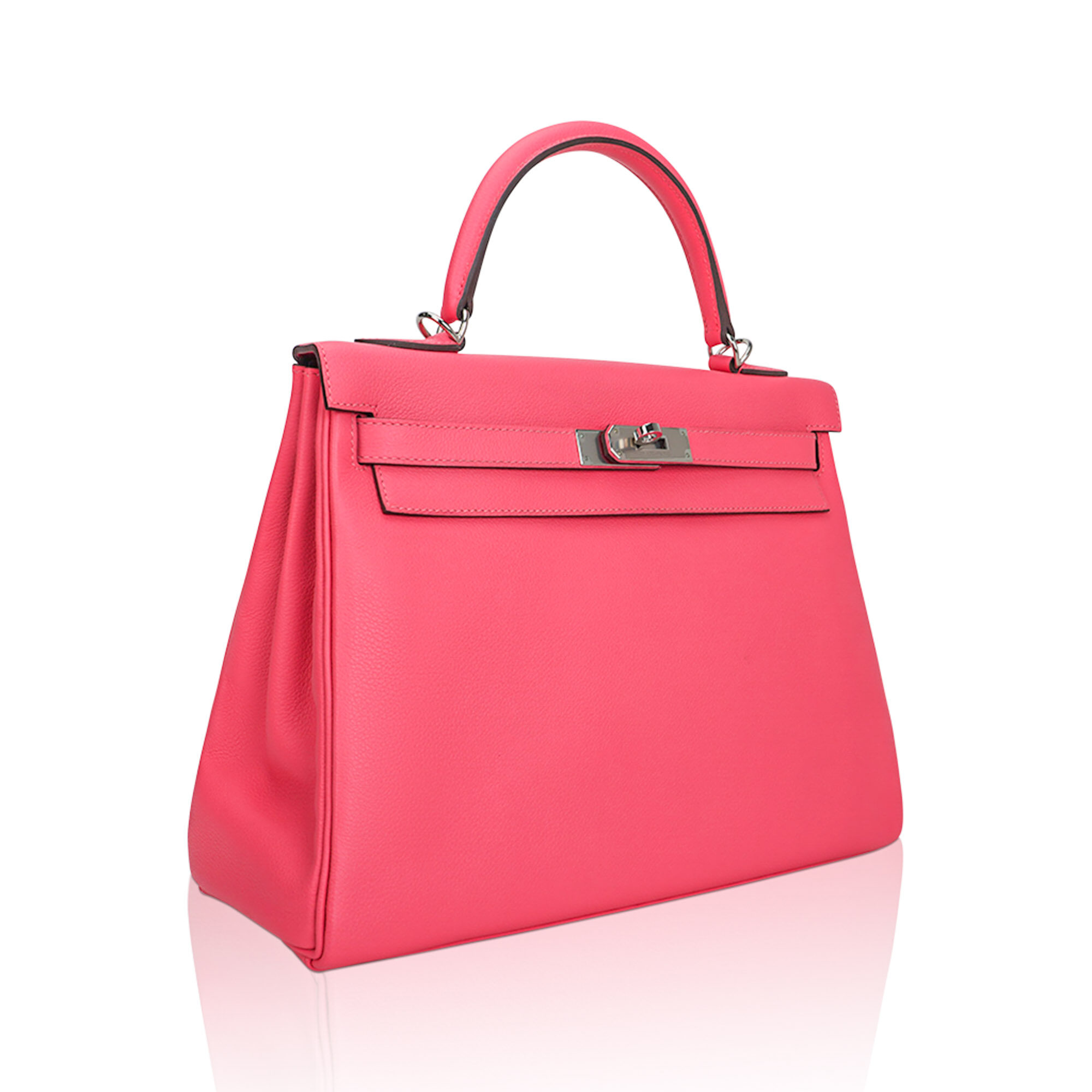 Hermès Kelly 32 Rose Azalee Evercolor Leather Palladium Hardware Hermes Kelly 32 Rose Azalee Evercolor Leather Palladium Hardware - view 2