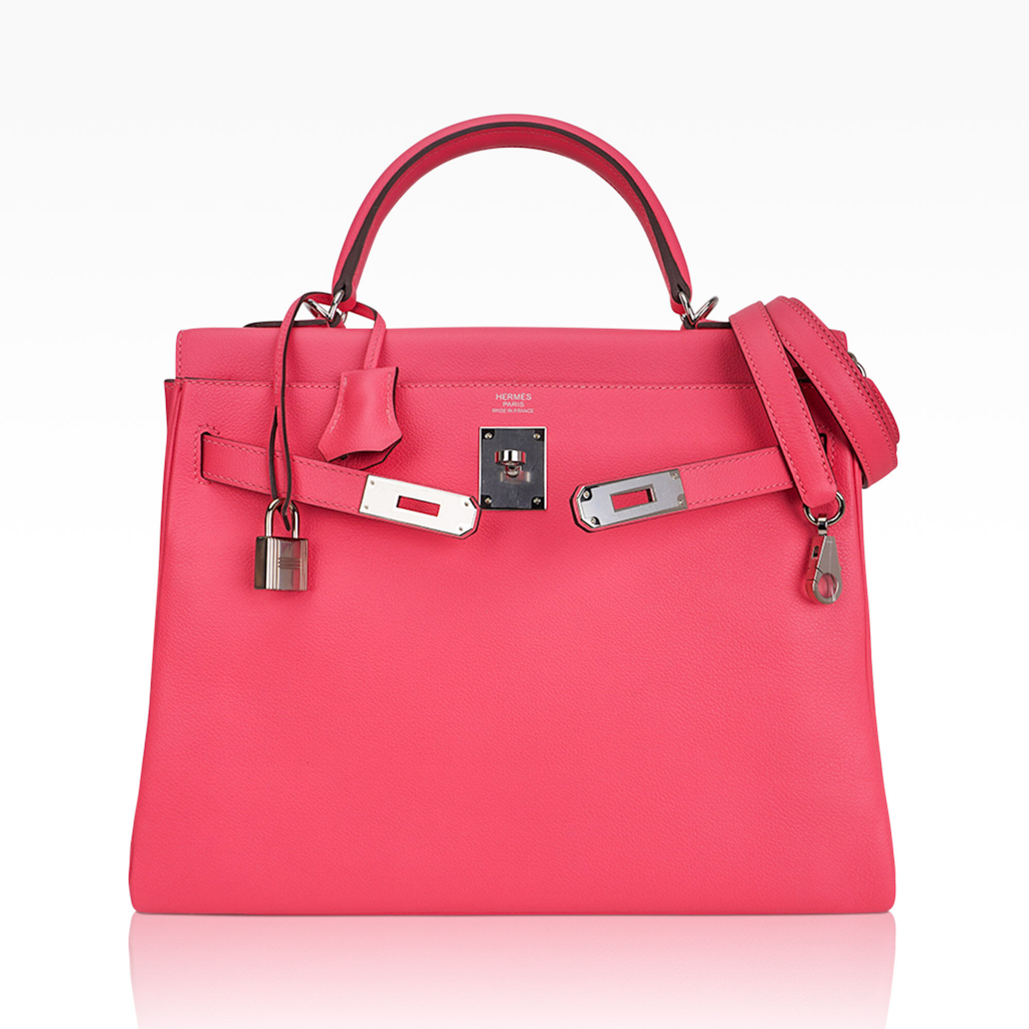 Hermès Kelly 32 Rose Azalee Evercolor Leather Palladium Hardware Hermes Kelly 32 Rose Azalee Evercolor Leather Palladium Hardware - view 3
