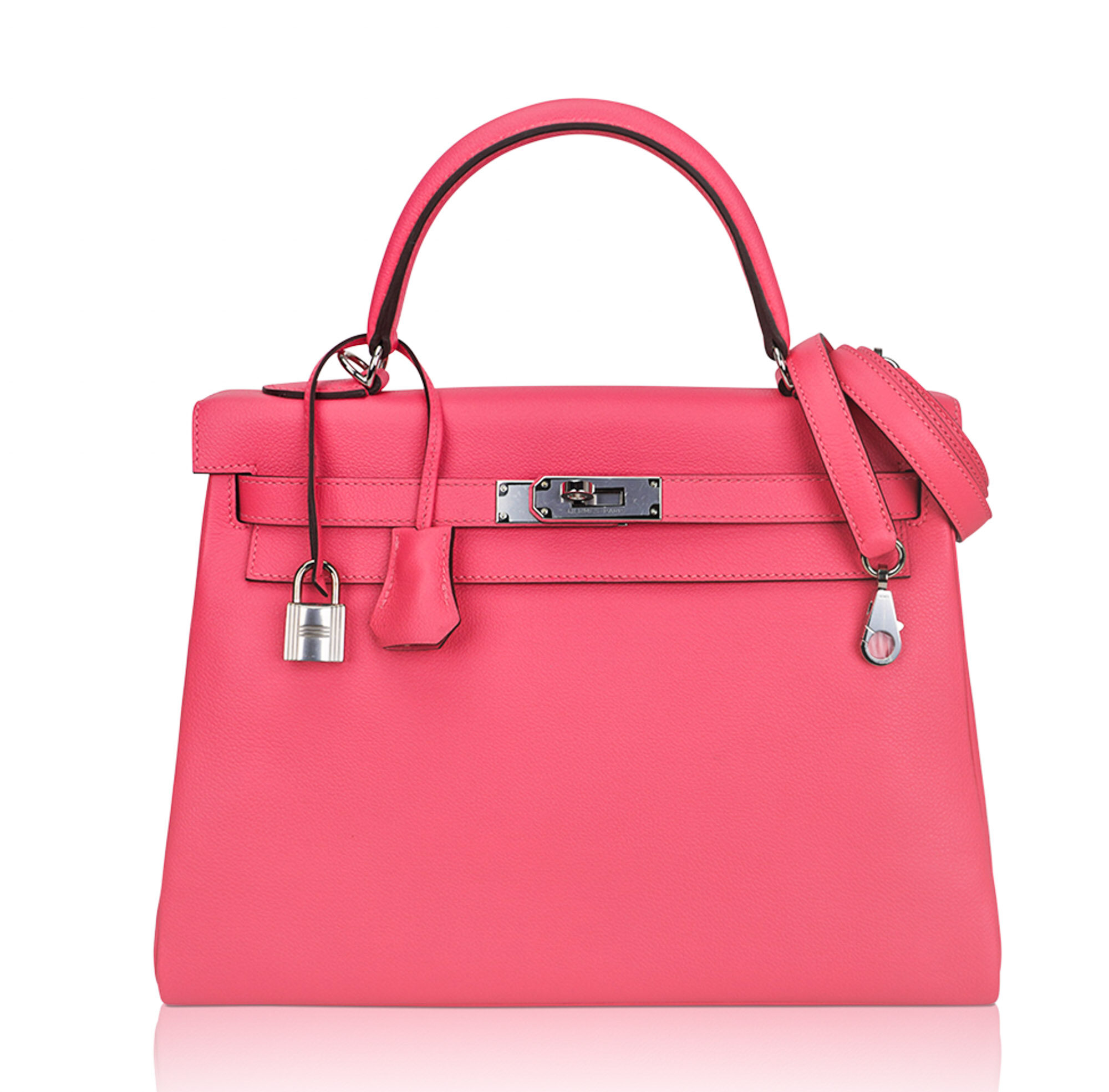 Hermès Kelly 32 Rose Azalee Evercolor Leather Palladium Hardware Hermes Kelly 32 Rose Azalee Evercolor Leather Palladium Hardware
