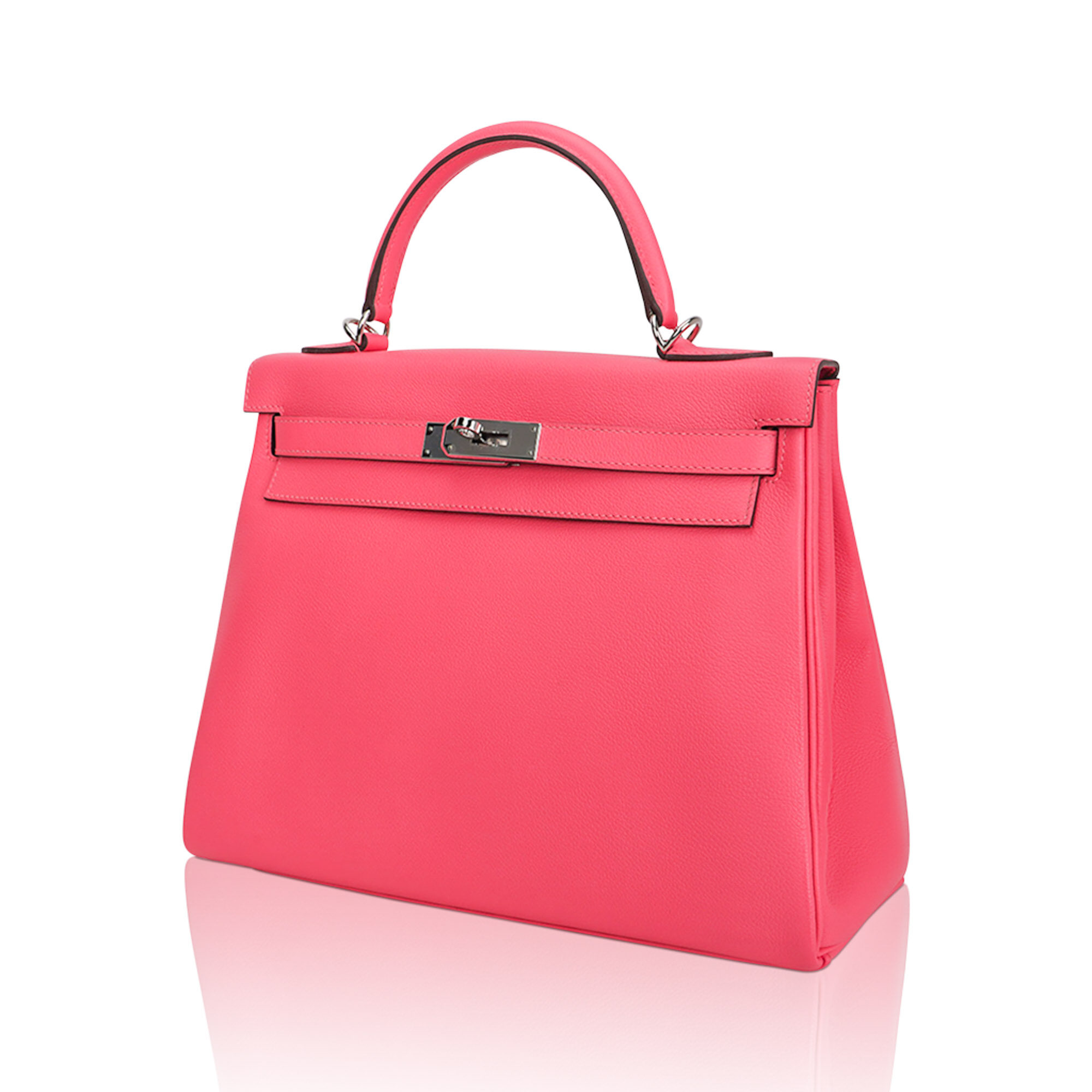 Hermès Kelly 32 Rose Azalee Evercolor Leather Palladium Hardware Hermes Kelly 32 Rose Azalee Evercolor Leather Palladium Hardware - view 4