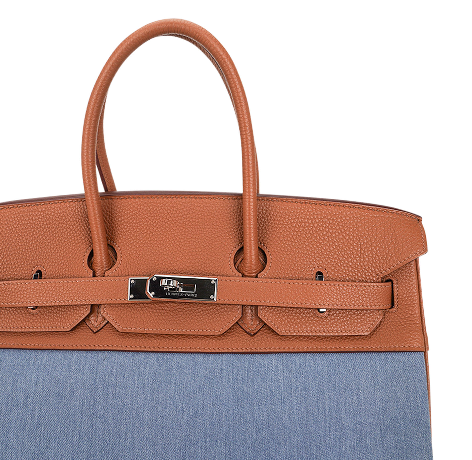Hermès Birkin 35 Vintage Gold Togo Blue Denim Palladium – Limited Edition Hermes Birkin 35 Vintage Gold Togo Blue Denim Palladium Limited Edition Rare - view 9