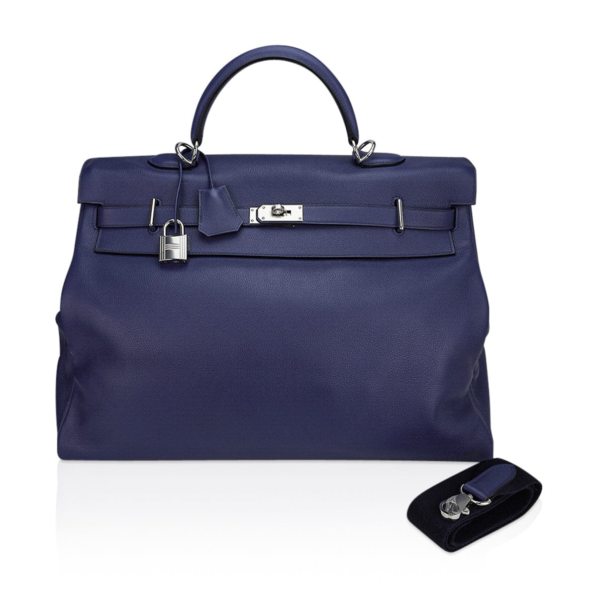 Hermès Kelly 50 Voyage Blue de Malte Palladium Hardware Novillo Leather – Limited Edition Hermes Kelly 50 Voyage Blue De Malte Bag Palladium Hardware Novillo Leather Limited Edition