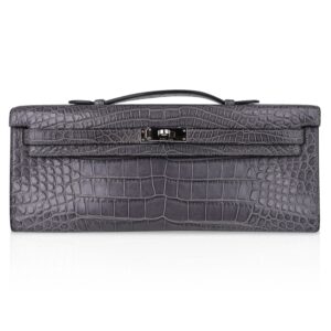 Hermes Kelly Cut Bag Gris Paris Grey Matte Alligator Palladium VERY rare