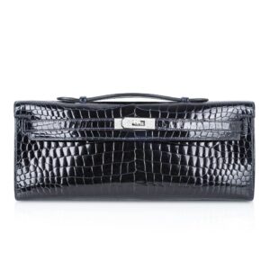 Hermes Kelly Cut Diamond Blue Marine Crocodile Bag Exquisite Clutch