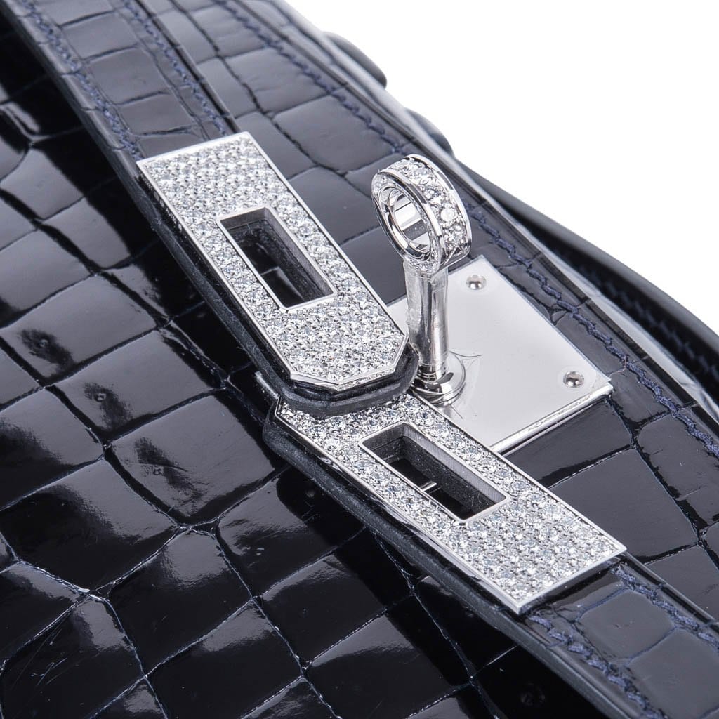 Hermès Kelly Cut Diamond Blue Marine Crocodile Exquisite Clutch Hermes Kelly Cut Diamond Blue Marine Crocodile Bag Exquisite Clutch - View 11
