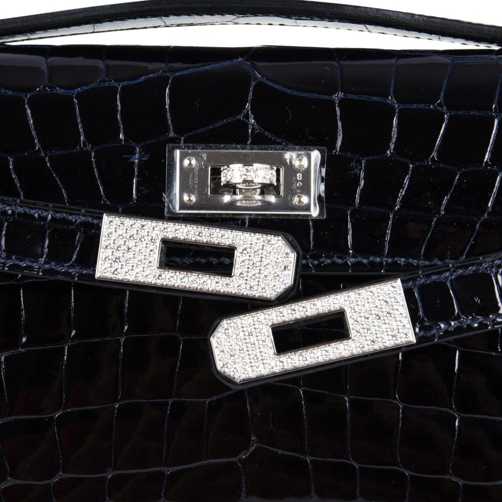 Hermès Kelly Cut Diamond Blue Marine Crocodile Exquisite Clutch Hermes Kelly Cut Diamond Blue Marine Crocodile Bag Exquisite Clutch - View 14