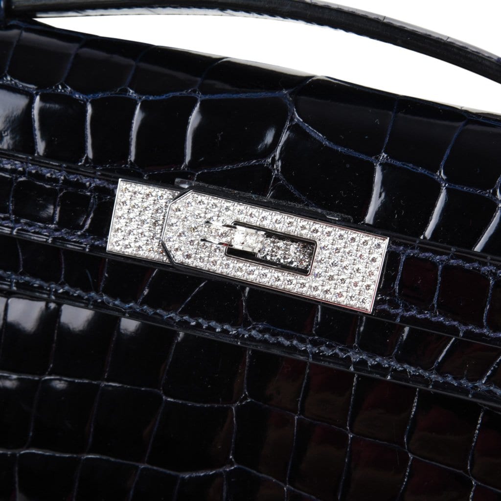 Hermès Kelly Cut Diamond Blue Marine Crocodile Exquisite Clutch Hermes Kelly Cut Diamond Blue Marine Crocodile Bag Exquisite Clutch - View 2