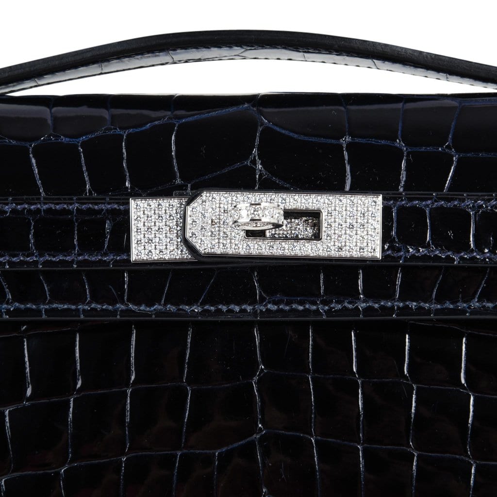 Hermès Kelly Cut Diamond Blue Marine Crocodile Exquisite Clutch Hermes Kelly Cut Diamond Blue Marine Crocodile Bag Exquisite Clutch - View 3