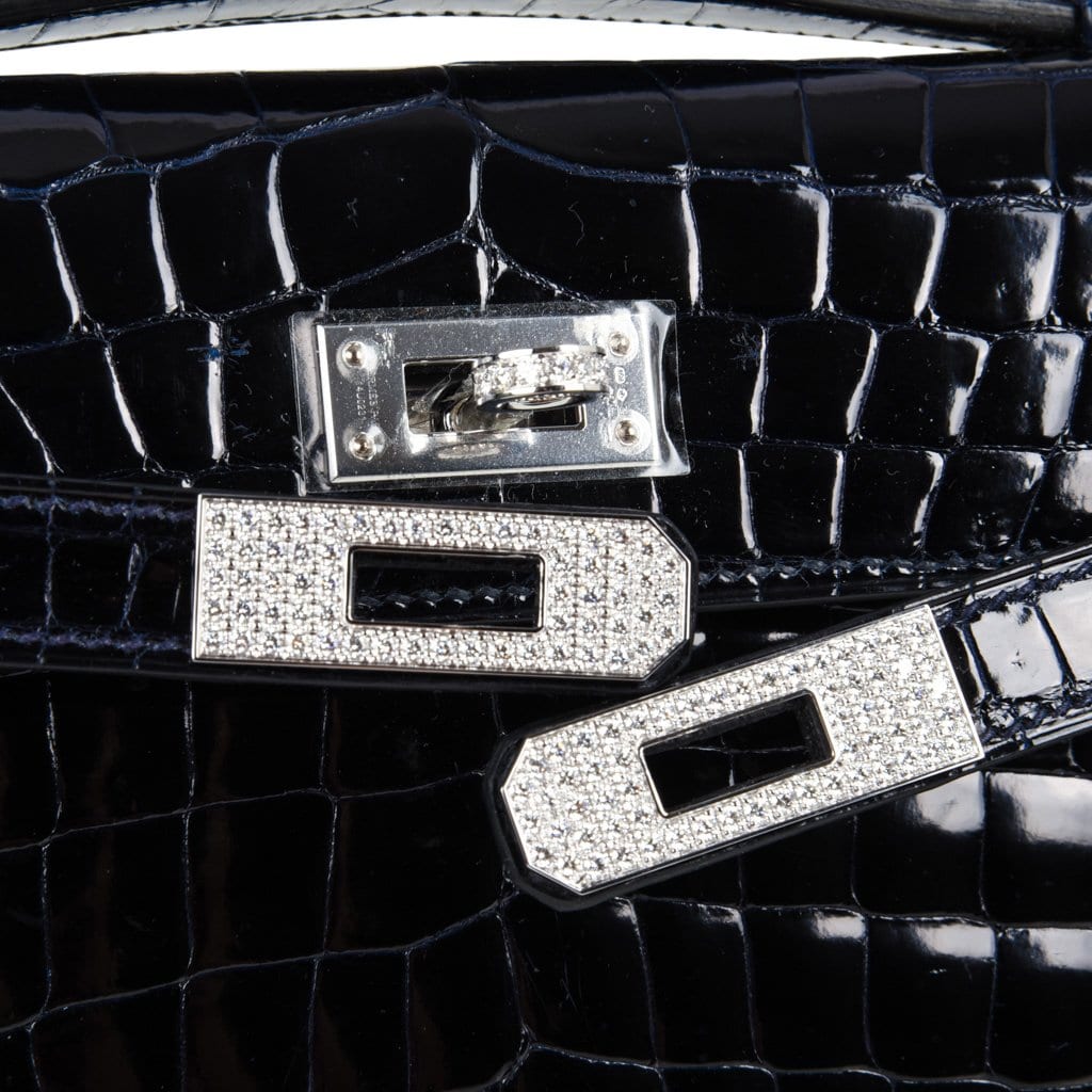 Hermès Kelly Cut Diamond Blue Marine Crocodile Exquisite Clutch Hermes Kelly Cut Diamond Blue Marine Crocodile Bag Exquisite Clutch - View 4