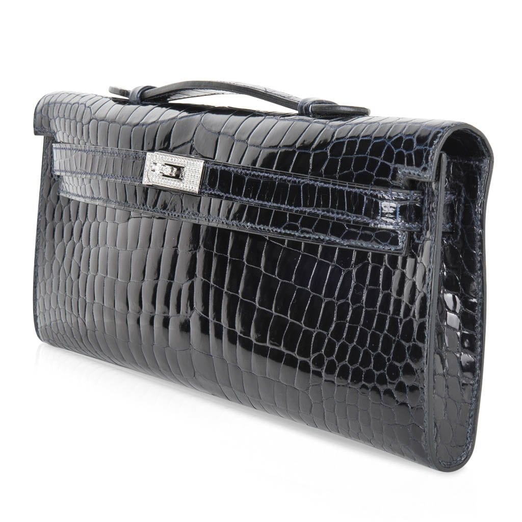 Hermès Kelly Cut Diamond Blue Marine Crocodile Exquisite Clutch Hermes Kelly Cut Diamond Blue Marine Crocodile Bag Exquisite Clutch - View 7