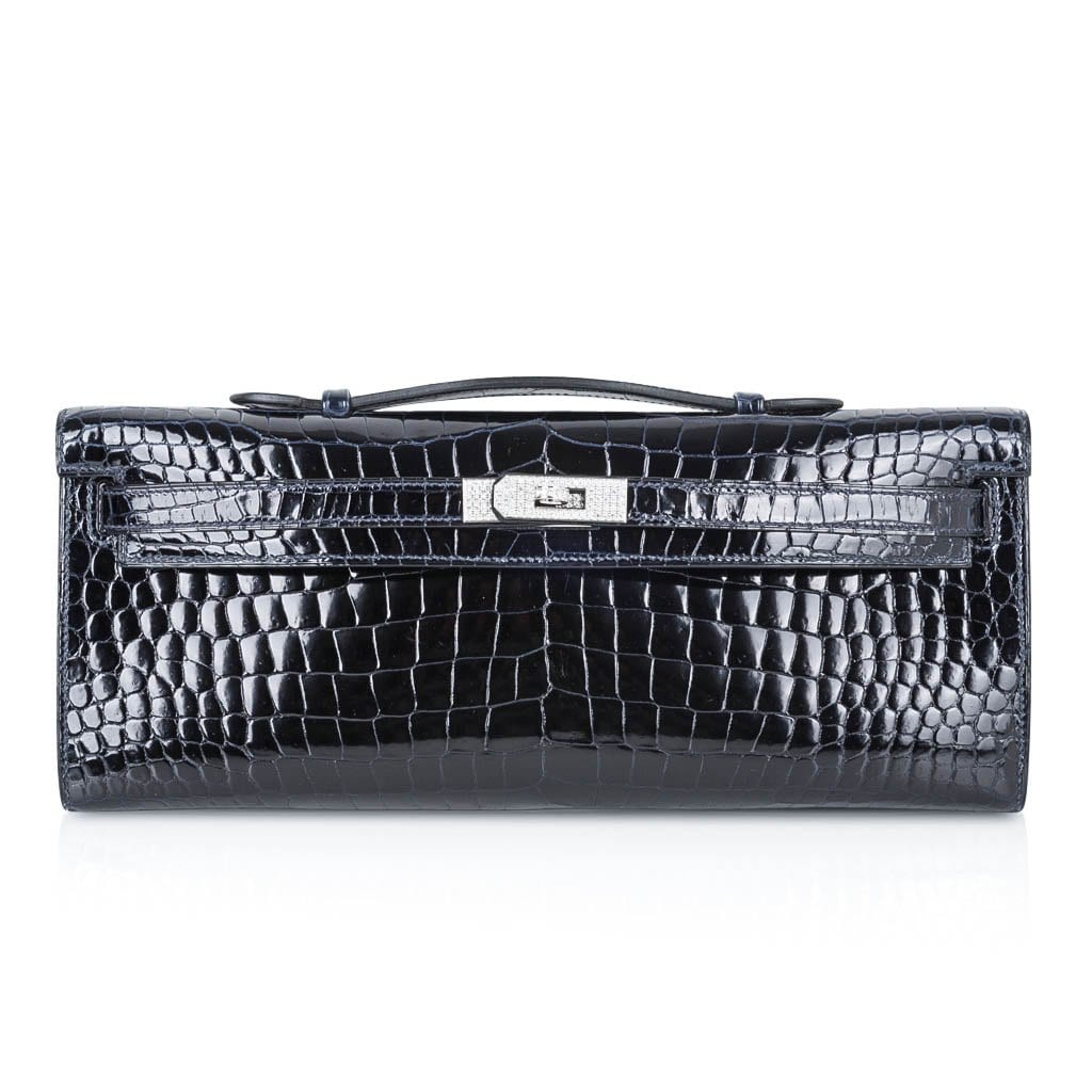 Hermès Kelly Cut Diamond Blue Marine Crocodile Exquisite Clutch Hermes Kelly Cut Diamond Blue Marine Crocodile Bag Exquisite Clutch