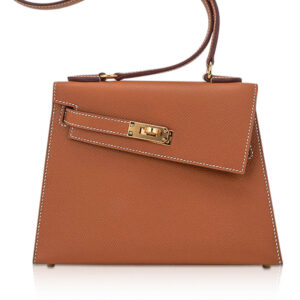 Hermes Limited Edition Kelly en Desordre Mini 20 Sellier Bag Gold Epsom Leather with Gold Hardware