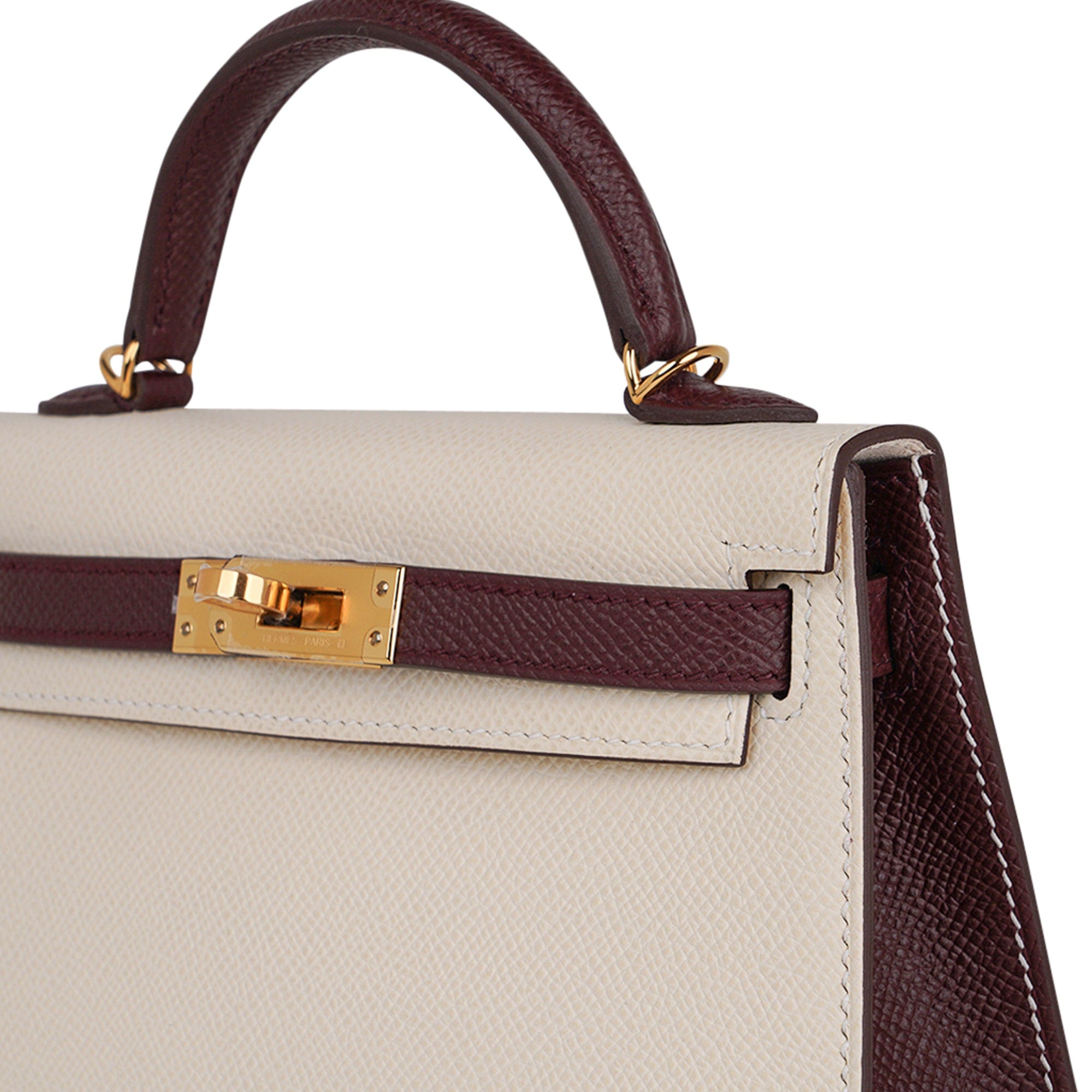 Hermès Special Order HSS Mini Kelly 20 Sellier Nata and Bordeaux Epsom Leather with Gold Hardware Hermes Special Order HSS Mini Kelly 20 Sellier Bag Nata & Bordeaux Epsom Leather with Gold Hardware - view 4