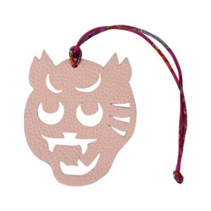 Home Hermes Asian Tiger Face Bag Charm Limited Edition Rose Eglantine / Blue New