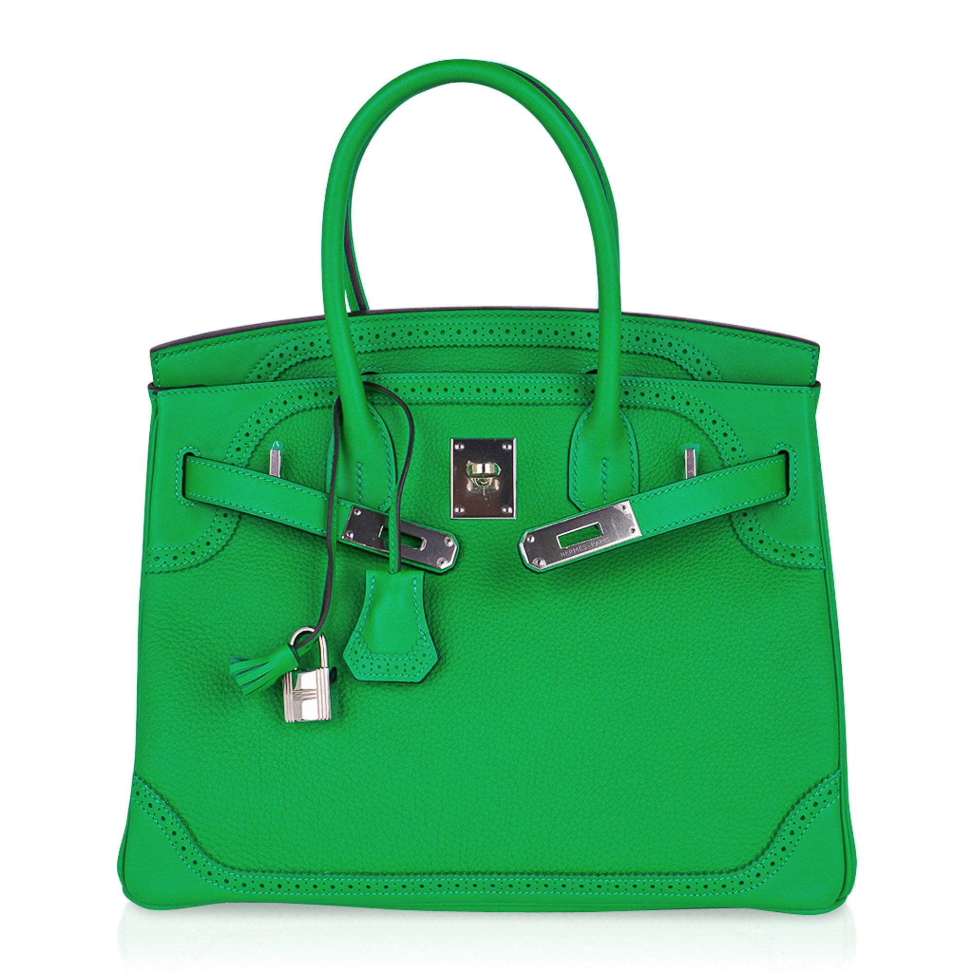 Hermès Birkin 30 Ghillies Bamboo Palladium Hardware New W / Box – Limited Edition Hermes Birkin 30 Ghillies Limited Edition Bag Bamboo Palladium Hardware New w/Box - view 9