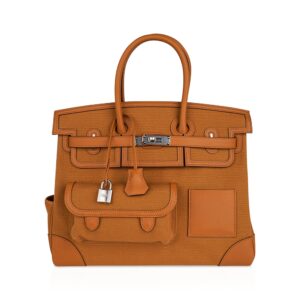 Hermes Limited Edition Birkin 35 Bag Cargo Sesame Toile Goeland Swift Leather with Palladium Hardware