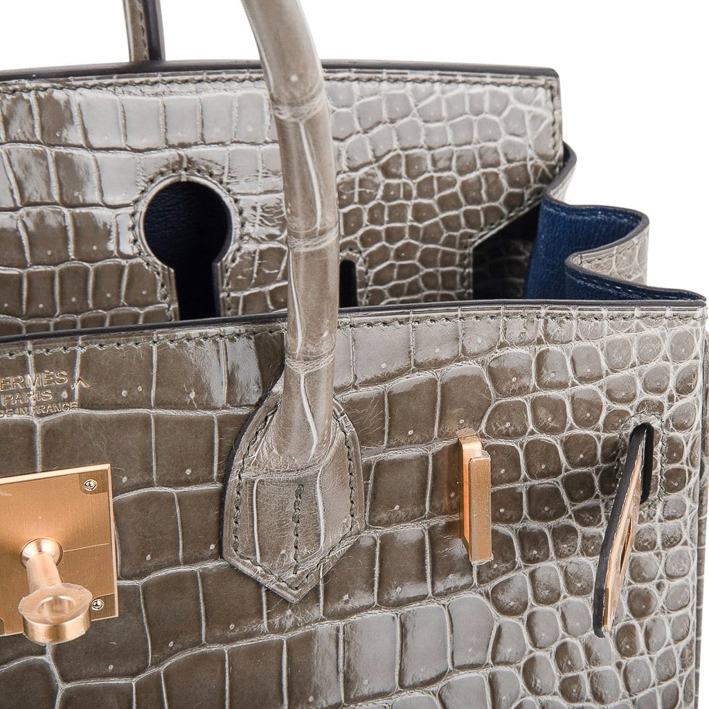 Hermès Birkin HSS 30 Gris Tourterelle / Blue Sapphire Porosus Crocodile – Limited Edition Hermes Birkin HSS 30 Bag Gris Tourterelle / Blue Sapphire Porosus Crocodile Limited Edition - view 3