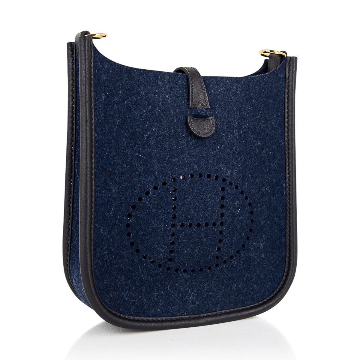 Hermès Mini Evelyne TPM Blue Feutre Black Swift Leather with Gold Hardware – Limited Edition Hermes Limited Edition Mini Evelyne TPM Bag Blue Feutre Black Swift Leather with Gold Hardware - view 2