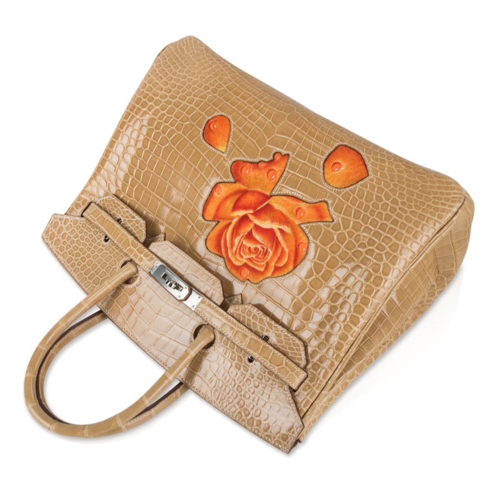 Hermès HSS Birkin 35 Poussiere la Rosee Porosus Crocodile with Palladium Hardware – Limited Edition Hermes Limited Edition HSS Birkin 35 Bag Poussiere La Rosee Porosus Crocodile with Palladium Hardware - View 8