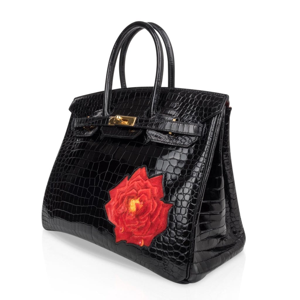 Hermès HSS Birkin 35 Black la Rosee Porosus Crocodile Gold Hardware – Limited Edition Hermes Limited Edition HSS Birkin 35 Black La Rosee Porosus Crocodile Bag Gold Hardware - View 5