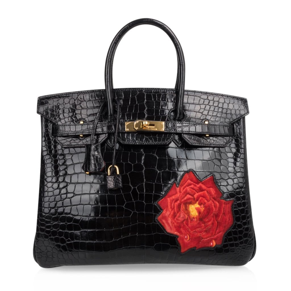 Hermès HSS Birkin 35 Black la Rosee Porosus Crocodile Gold Hardware – Limited Edition Hermes Limited Edition HSS Birkin 35 Black La Rosee Porosus Crocodile Bag Gold Hardware